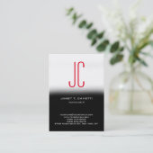 Trend modern gewoon zwart-wit monogram visitekaartje (Staand voorkant)