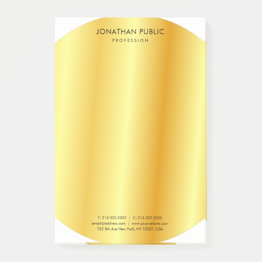 Trend Modern Minimalist Custom Gold-look Post-it® Notes (Voorkant)