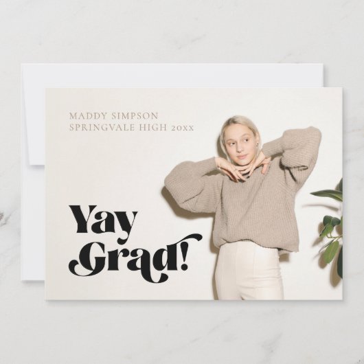 Trend Modern Minimalistisch Neutraal Foto Afstuder Aankondiging (Voorkant)
