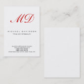Trend Monogram White Calligraphy Red Visitekaartje (Voorkant / Achterkant)