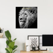 Trend Motivatie Courage Lion Unique Zwart Wit Poster (Thuiskantoor)