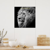 Trend Motivatie Courage Lion Unique Zwart Wit Poster (Keuken)