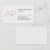 Trend Plain Black White Red Monogram Visitekaartje (Voorkant / Achterkant)