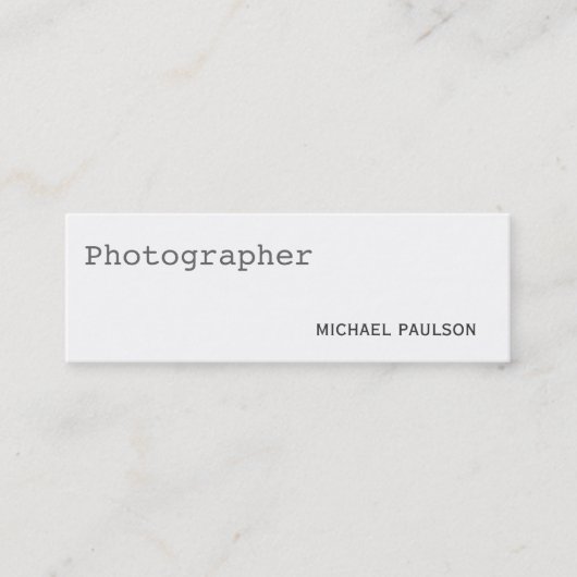 Trend Plain Skinny White Photography Visitekaartje (Voorkant)