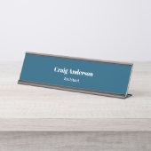 Trend Professional Plain Modern Elegant Ocean Blue Bureau Naambordje (Voorkant)