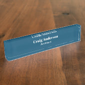 Trend Professional Plain Modern Elegant Ocean Blue Naambordje (Zijkant)