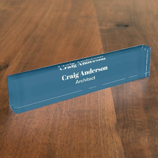 Trend Professional Plain Modern Elegant Ocean Blue Naambordje (Zijkant)