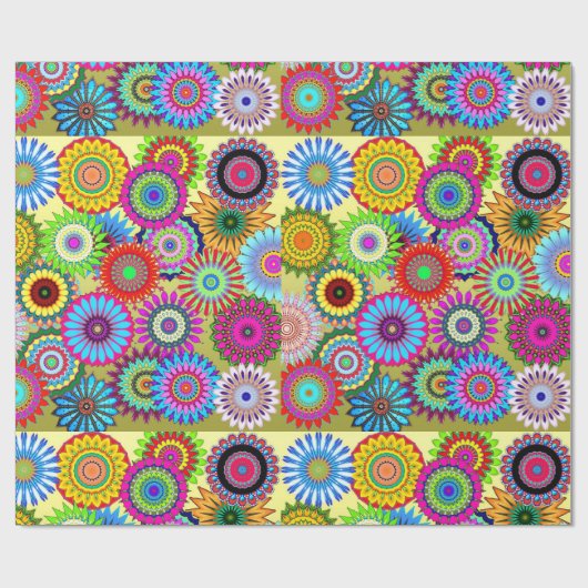 Trend Psychadelic Flower Power Print Accessoire Cadeaupapier (Vlak)