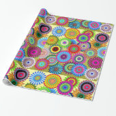Trend Psychadelic Flower Power Print Accessoire Cadeaupapier (Uitgerold)