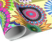 Trend Psychadelic Flower Power Print Accessoire Cadeaupapier (Rol Hoek)