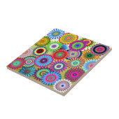Trend Psychadelic Flower Power Print Accessoire Tegeltje (Zijkant)