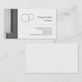 Trend Red Grey Stripe White Monogram Visitekaartje (Voorkant / Achterkant)