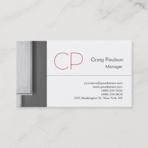 Trend Red Grey Stripe White Monogram Visitekaartje