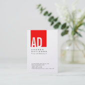 Trend Red Stripe Monogram White Visitekaartje (Staand voorkant)