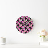 Trend Roze accessoire met een roze floreel patroon Ronde Klok (Huis)