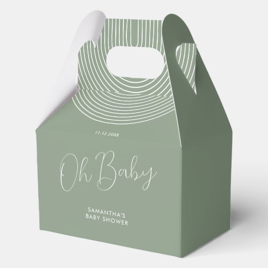 Trend Sage Groene Baby Shower Script Bedankdoosjes (Voorkant)