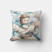 Trend schattige teddybeer piloot jongen baby showe kussen (Voorkant)