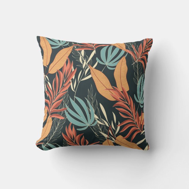 Trend seamless tropical pattern with bright yellow kussen (Voorkant)