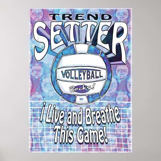 Trend Setter Blue Volleyball Poster (Voorkant)