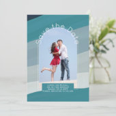 Trend sparen de Datum | Foto Blauwgroen Navy Blue Kaart (Staand voorkant)