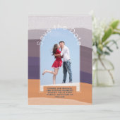 Trend sparen de Datum | Foto Paarse Oranje afbeeld Kaart (Staand voorkant)