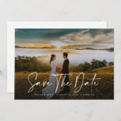 Trend Stijlvolle kalligrafie met foto Save the dat Save The Date (Voorkant / Achterkant)