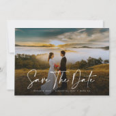 Trend Stylish Calligrafie met foto Save the date (Voorkant)