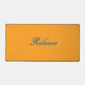 Trend Tech blue & Dahlia Oranje kleur Aangepast Bureaumat (Voorkant)