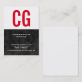 Trend uniek zwart wit monogram visitekaartje (Voorkant / Achterkant)