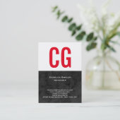 Trend uniek zwart wit monogram visitekaartje (Staand voorkant)