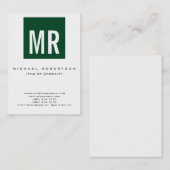 Trend Up Forest Green Monogram White Visitekaartje (Voorkant / Achterkant)