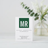 Trend Up Forest Green Monogram White Visitekaartje (Staand voorkant)