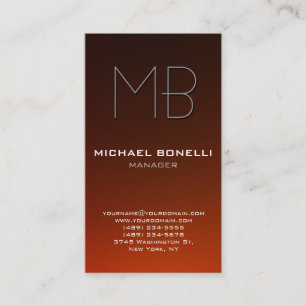 Trend vertical brown oranje monogram visitekaartje