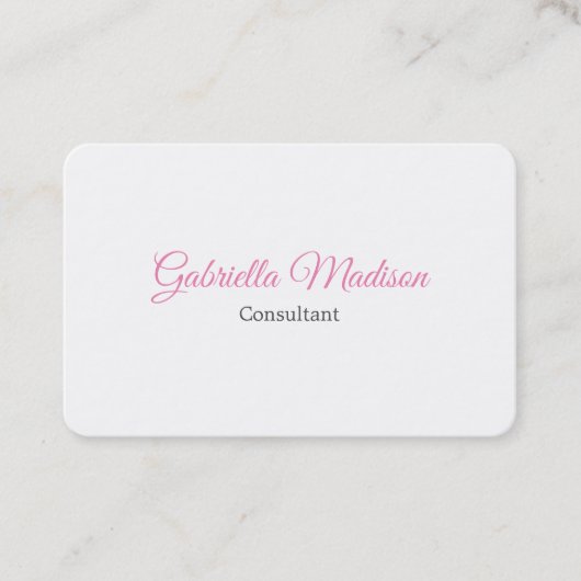 Trend White Creative Plain Uniek Stijlvol Vrouweli Visitekaartje (Voorkant)