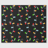 Trend Zwarte Kerstverlichting Cadeaupapier (Vlak)