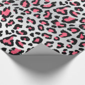 trendbubbeltje roze gom leopard dierlijk drukwerk cadeaupapier (Hoek)