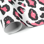 trendbubbeltje roze gom leopard dierlijk drukwerk cadeaupapier (Rol Hoek)