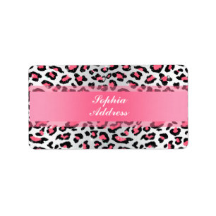 trendbubbeltje roze gom leopard dierlijk drukwerk etiket