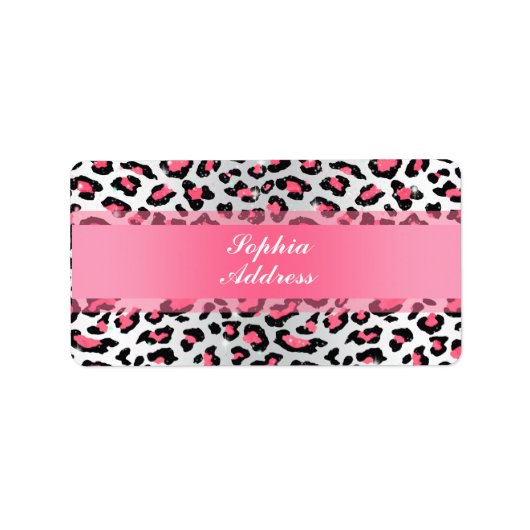 trendbubbeltje roze gom leopard dierlijk drukwerk etiket (Voorkant)