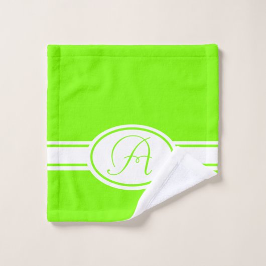 Trendcolor chartreuse Monogram Bad Handdoek (Wasdoekje)