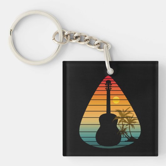 TRENDIGE GITAARPLEKTER ZONSONDERGANG  SLEUTELHANGER (Voorkant)