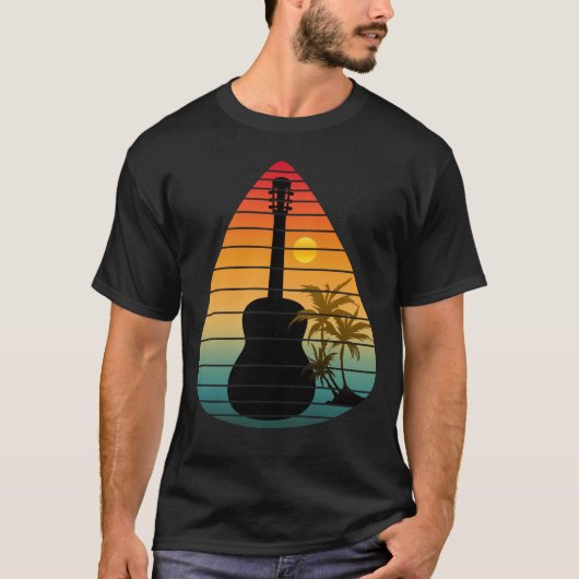 TRENDIGE GUITAR PICK ZONSONDERGANG T-SHIRT (Voorkant)