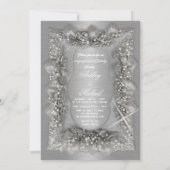 trendige zilveren verlovingsfeest vonken glans kaart (Achterkant)