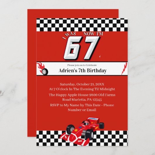 Trending 6 7 Meme | Race Car Boy Racing Birthday Kaart (Voorkant / Achterkant)