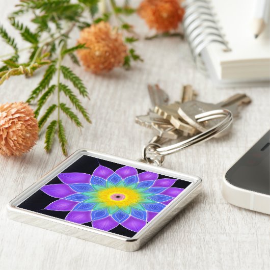 Trending Abstract Art, modern en stijlvol, Paars Sleutelhanger (Zijkant)