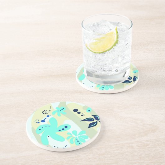 Trending abstract Patroon lichte kleur bloemblob Zandsteen Onderzetter (Zijkant)