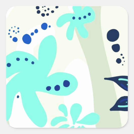 Trending abstract patroon lichtgekleurde bloem blo vierkante sticker (Voorkant)