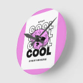 TRENDING BEAUTIFUL PINK DOG WALL CLOCK RONDE KLOK (Hoek)