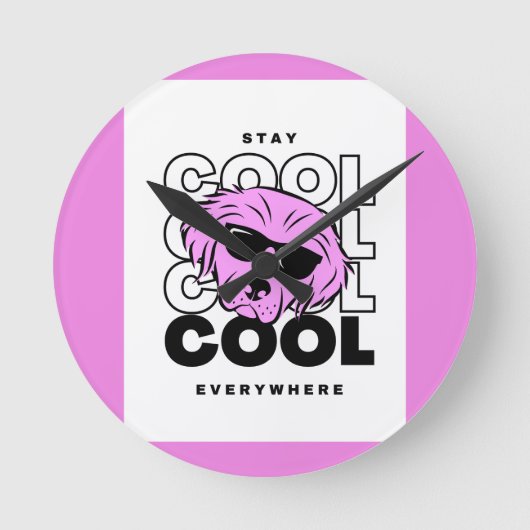 TRENDING BEAUTIFUL PINK DOG WALL CLOCK RONDE KLOK (Voorkant)