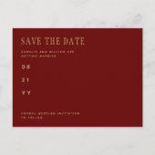Trending Burgundy Gold Wedding SAVE the DATE Postc Briefkaart (Voorkant)